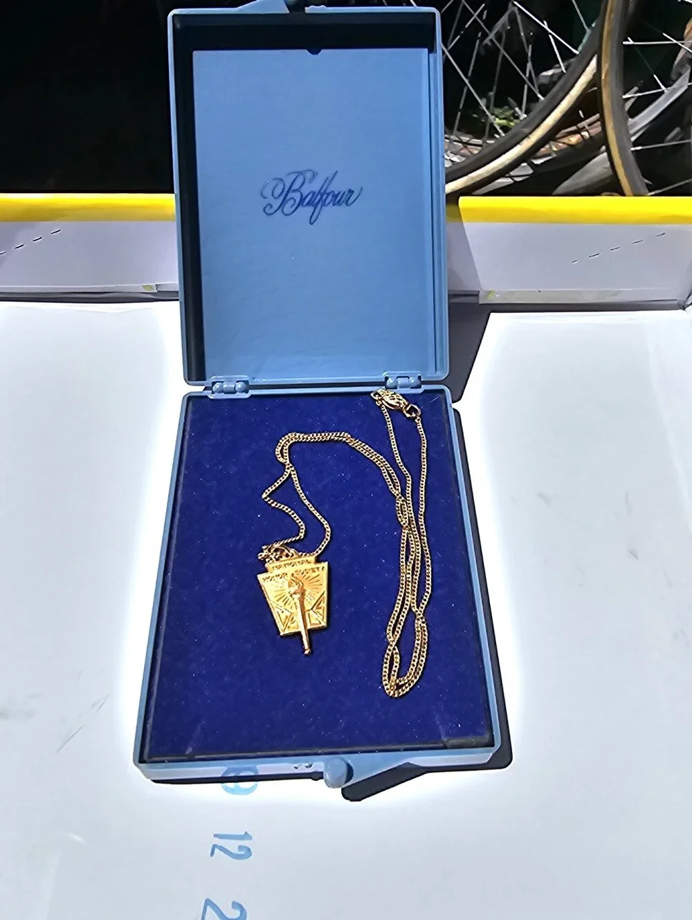 Vintage Balfour LGB National Honor Society Gold Tone Pendant Torch Necklace